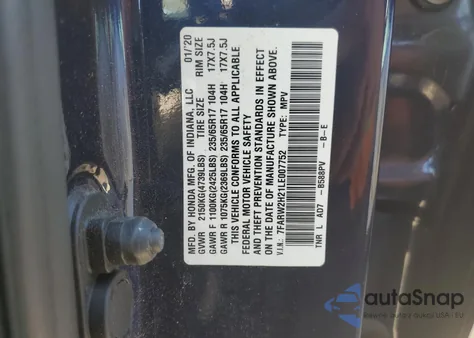 2020 Honda Cr-V Lx из США, поврежденный, VIN 7FARW2H21LE007752